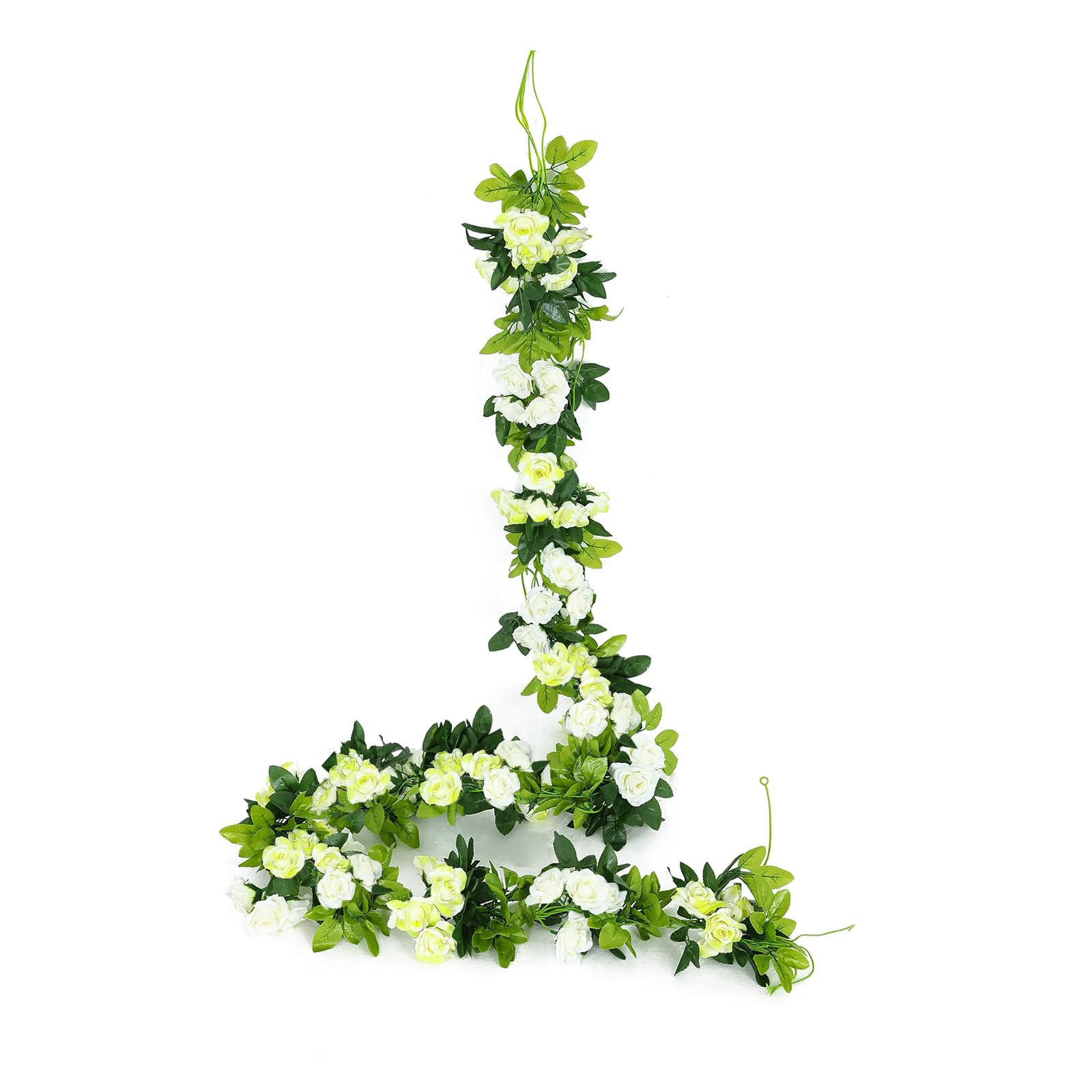 JUSTOYOU 2 Pack (15.8FT) Fake Rose Garland, Artificial Rose Vines Flowers Hanging Silk Rose Vine Wedding Home Backdrop Party Arch Arrangement Decoration