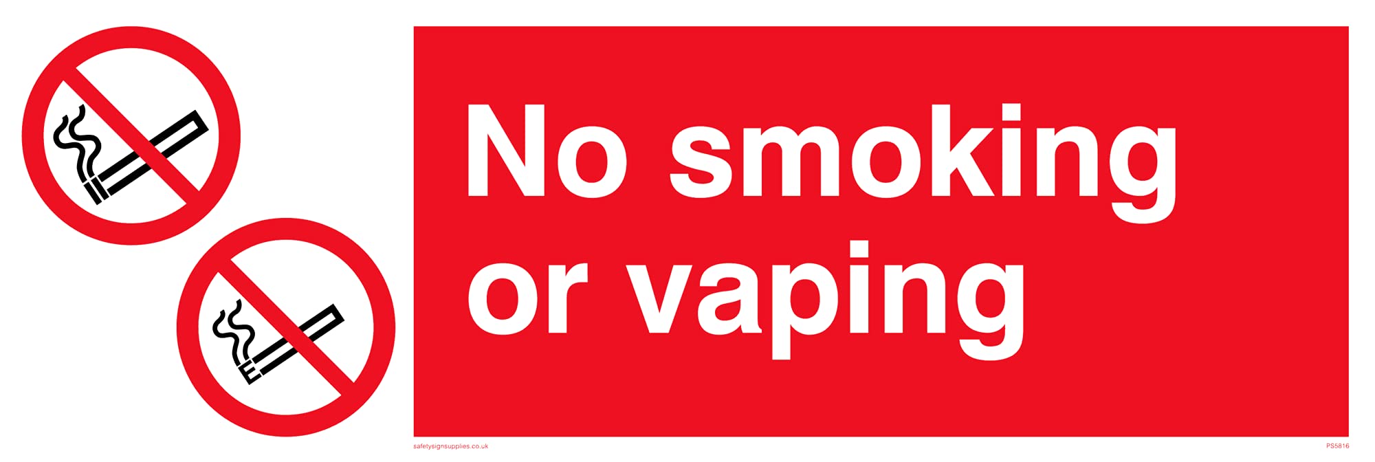 No smoking or vaping Sign - 300x100mm - L31
