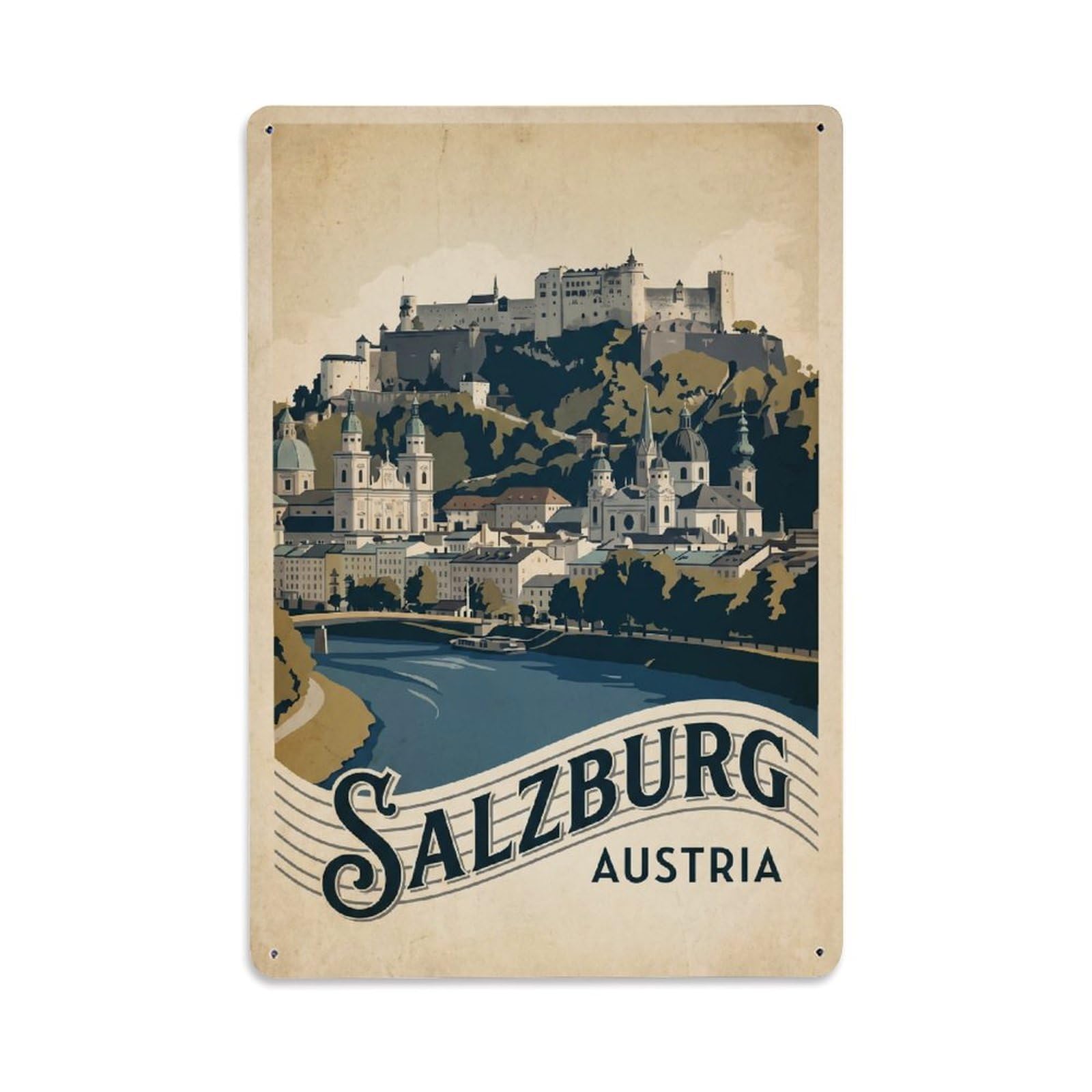 Travel Retro Austria Salzburg Metal Tin Sign