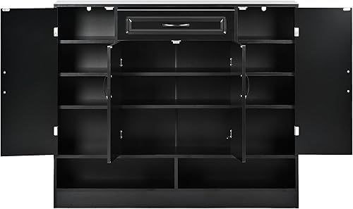 Miniatura 4 de FUQIAOTEC - Armario de zapatos de acero de 27.56 pulgadas de ancho con 3 cajones abatibles, organizador de almacenamiento independiente para