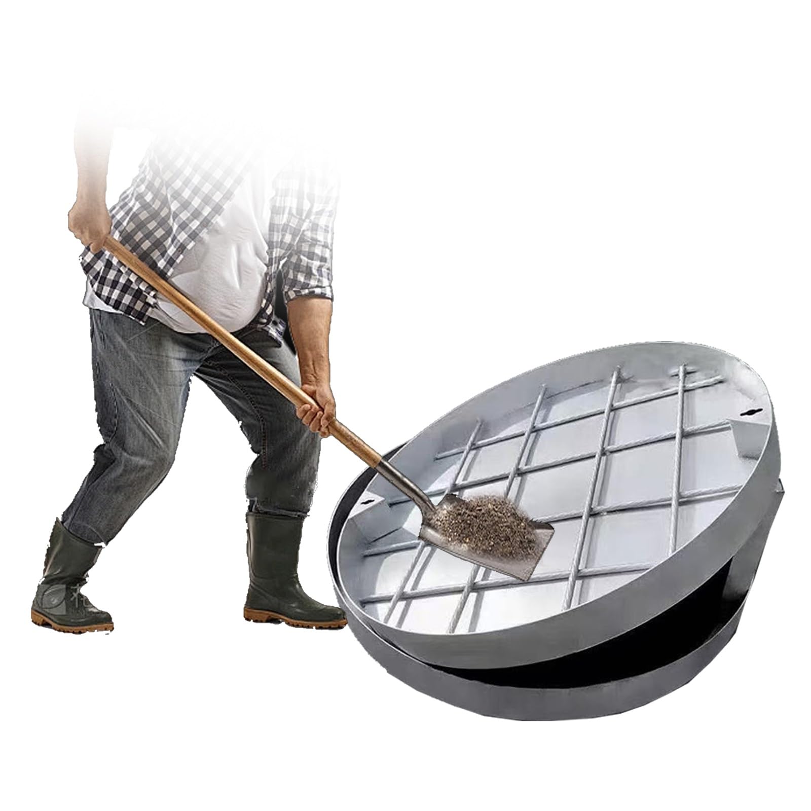 FCXWEVR Round Stainless Steel Manhole CoverInvisible Square Inspect LidBasin Cover Embedded Design for Indoor & Outdoor Use 60CM/23.6IN