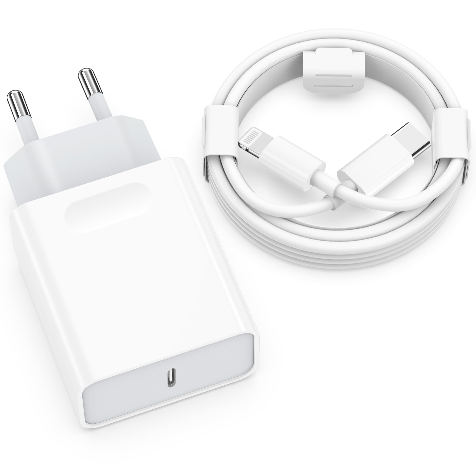 Pack 2 Chargeurs USB-C 25W Rapides - Prise Murale Pour IPhone, Samsung Galaxy, IPad - Protection Multi - 9