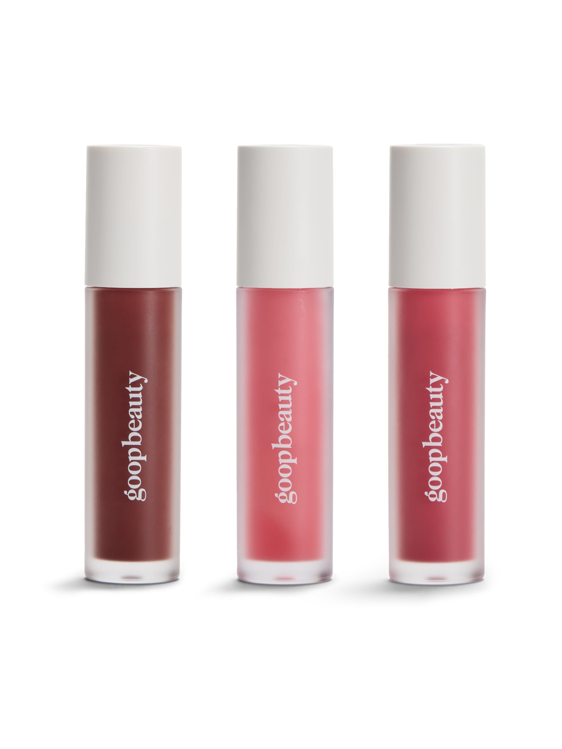 goop Beauty Hydra-Barrier Gel Gloss Set of 3 Hydrating Lip Gloss to Moisturize Plump Lips Hyaluronic Acid Vitamin