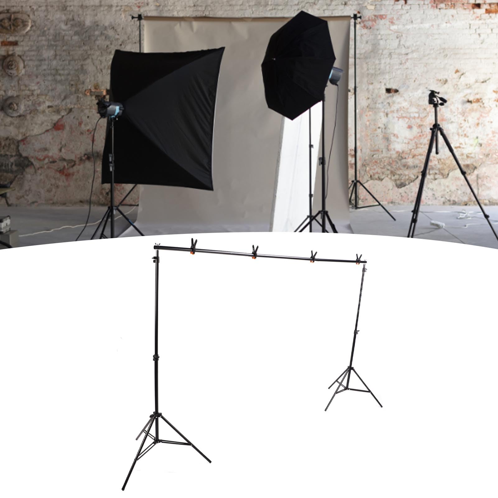 Kit de Soporte para Fondo Fotográfico, Soporte Ajustable de Aleación de Aluminio para Fotografía de Estudio y Retratos de 70 a 200cm