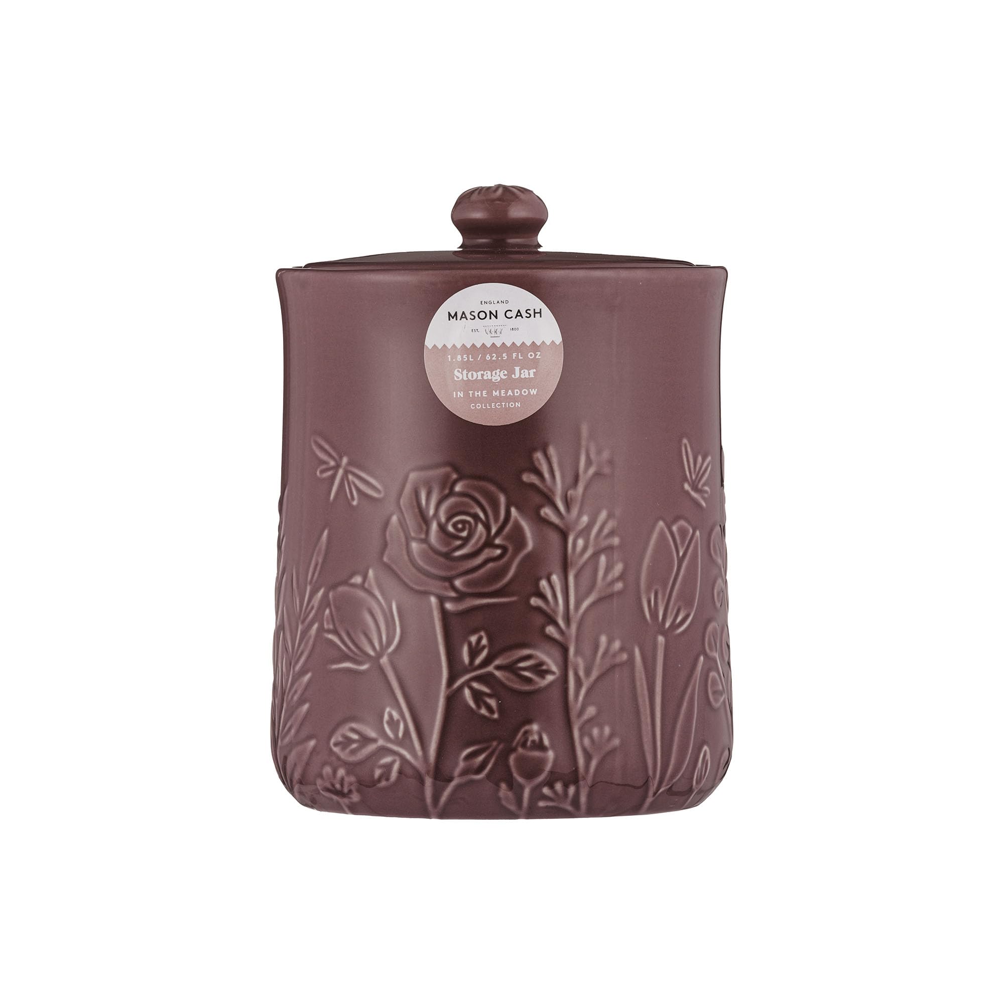 Large Storage Jar Airtight Lid In The Meadow Stoneware Floral Embossed 1.85L from B&Q