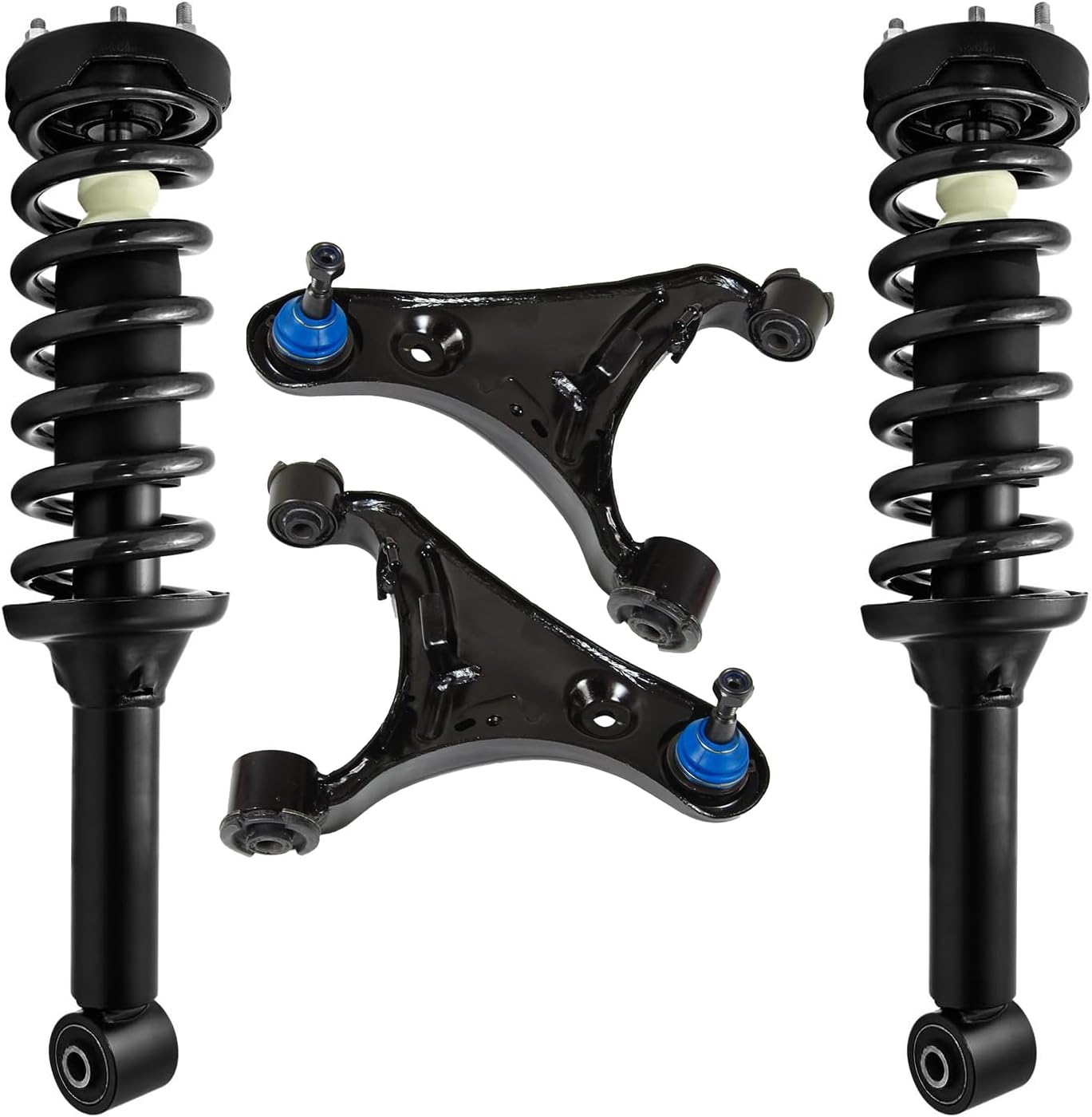 Detroit Axle - Front Struts Control Arms Kit for 2005-2009 Land Rover LR3, 2 Upper Control Arms with Ball Joint Assembly 2 Struts with Coil Spring Assembly 2006 2007 2008 Replacement Suspension Kit