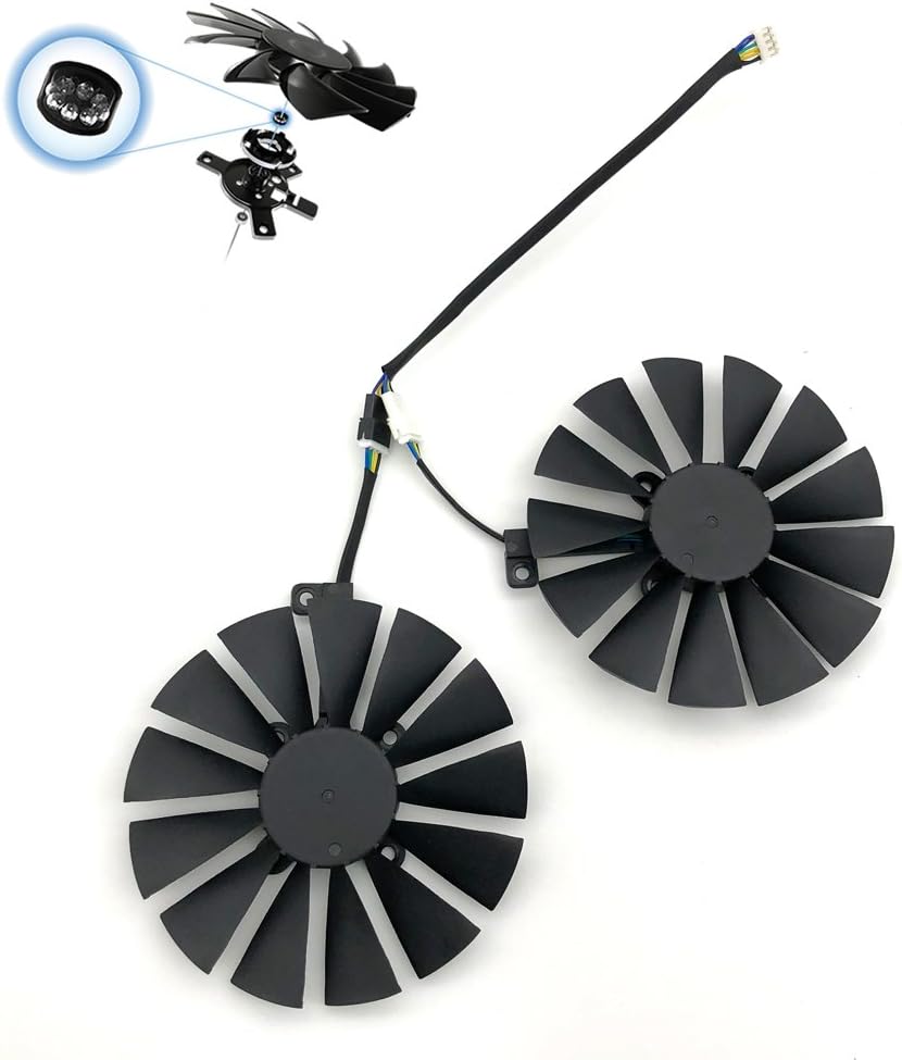 Z.N.Z T129215SM 95mm 12V 0.25AMP Graphics Card Cooling Fan for ASUS ROG Strix GTX 1050 1050Ti RX470 RX570 RX580 Poseidon GTX 1080Ti P11G Gaming Cerberus-GTX 1070Ti Video Card Fans, with Thermal Paste 2 Pcs/lot