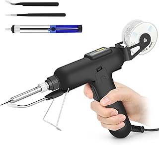 Soldering Iron Kit,80W Automatic Electric Welding Gun for One-hand Welding Repair and DIY，Auto Send Tin Soldering Gun Kit with Desoldering Pump,Tweezers,Soldering Wires