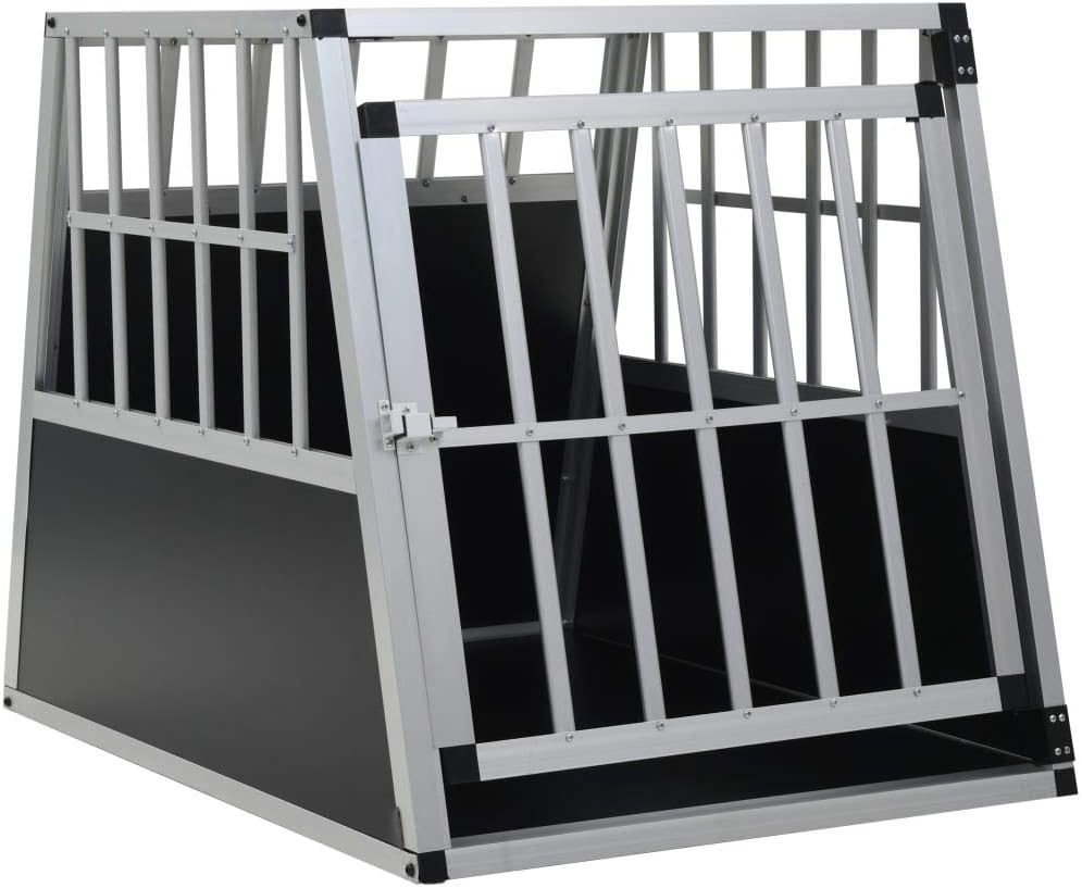 vidaXL Lightweight Dog Cage with Single Door - Safe and Comfortable Aluminium and MDF Dog House for Car Trunks - Silver