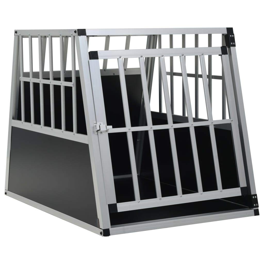 Hundetransportbox Mit Einzeltür 65 x 91 x 69,5 cm | Aluminium Und Mdf, Leicht Und Langlebig, Für Kofferraum, Einfache Montage
