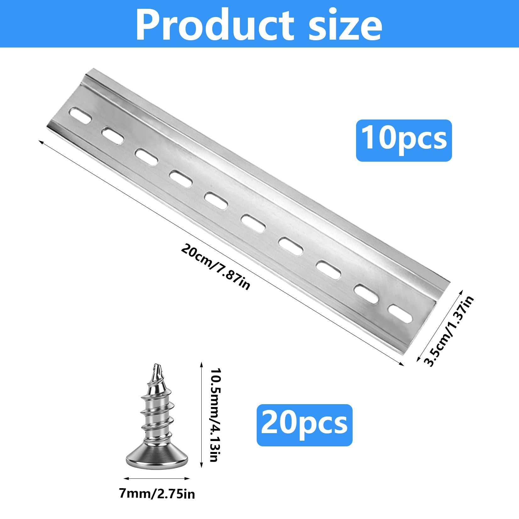 10 Pz Guida DIN, 200mm Barra DIN in Alluminio, Guide di Montaggio per quadri elettrici, prese, scatole di distribuzione, montaggio su guida, larghezza 35 mm/altezza 7,5 mm