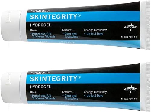 Medline Skintegrity Hydrogel, transparente y sin grasa, dura hasta 3 días, tubo de 4 onzas, (paquete de 2)