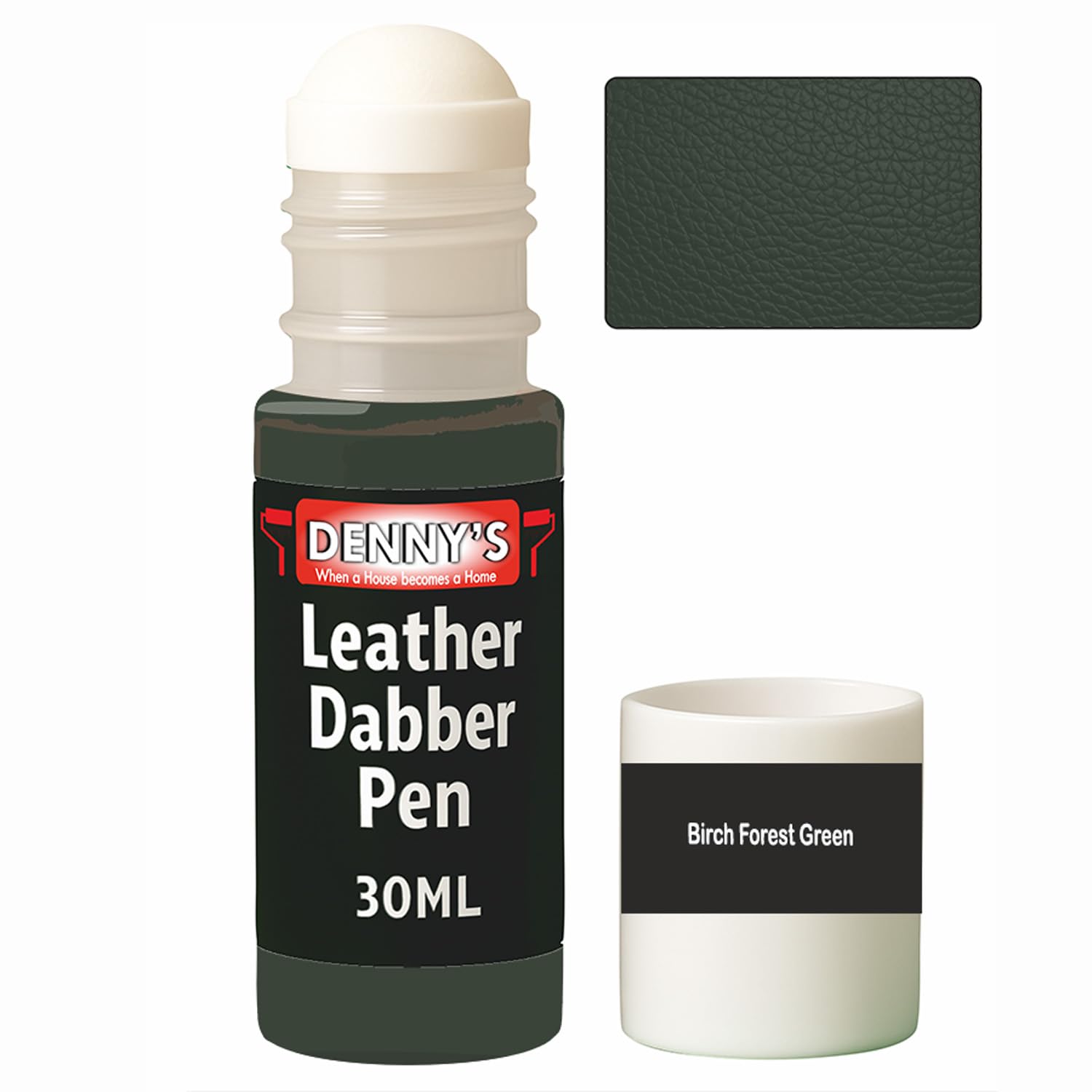Leather Colour Restorer Recolouring Balm Repair Treatment for Faded & Worn Absorbent Leather Shoes, Boots, Jackets (36 Birch Forest Green, Dabber Pen 30ml)
