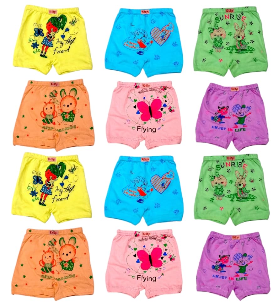 100% Organic Cotton Soft and Comfortable Kids Innerwear Bloomers Drawer Panties Innerwear Shorts for Baby Girls and Boys Pack of 12