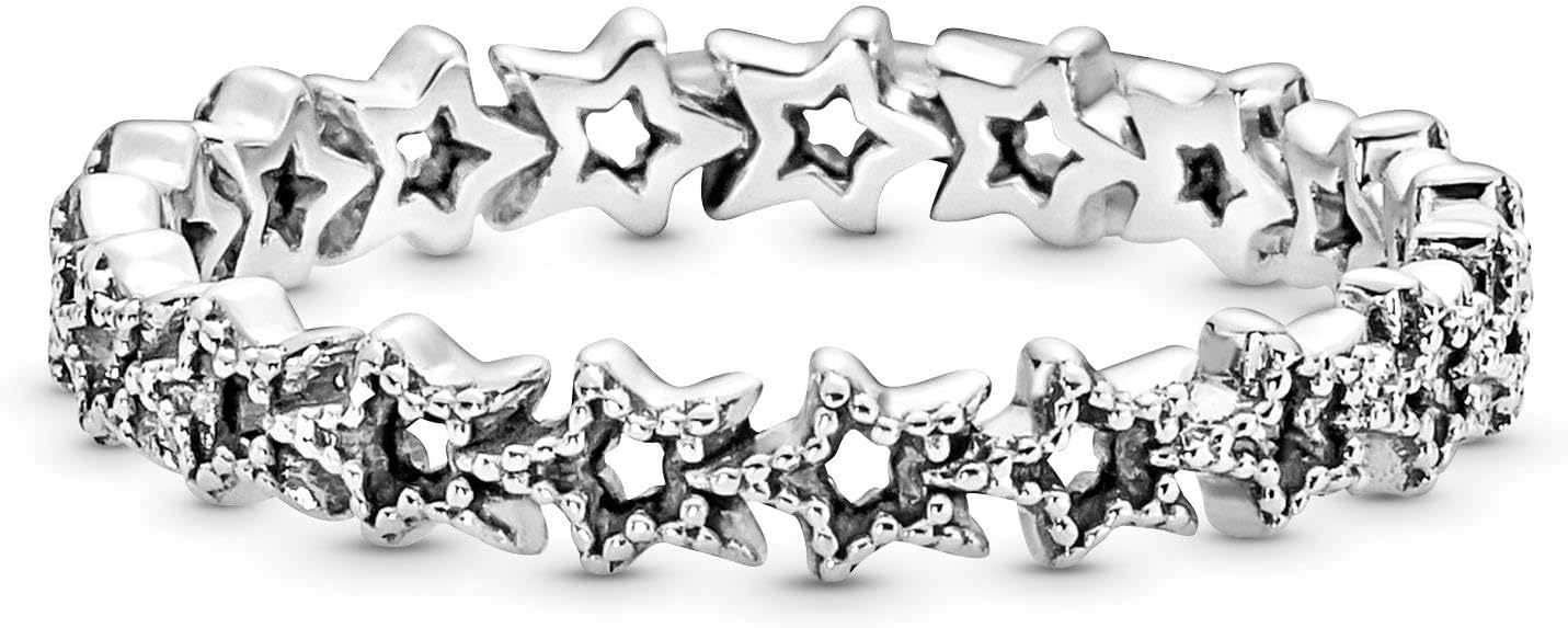 Pandora Moments Anillo de plata de ley con diseño de estrellas