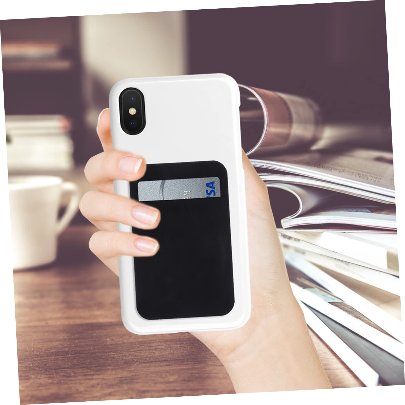 Gatuida 10pezzi Portacarte Adesivi Per Smartphone Ultra Sottile Per Telefono Wallet Per Id Design Antiscivolo Nero