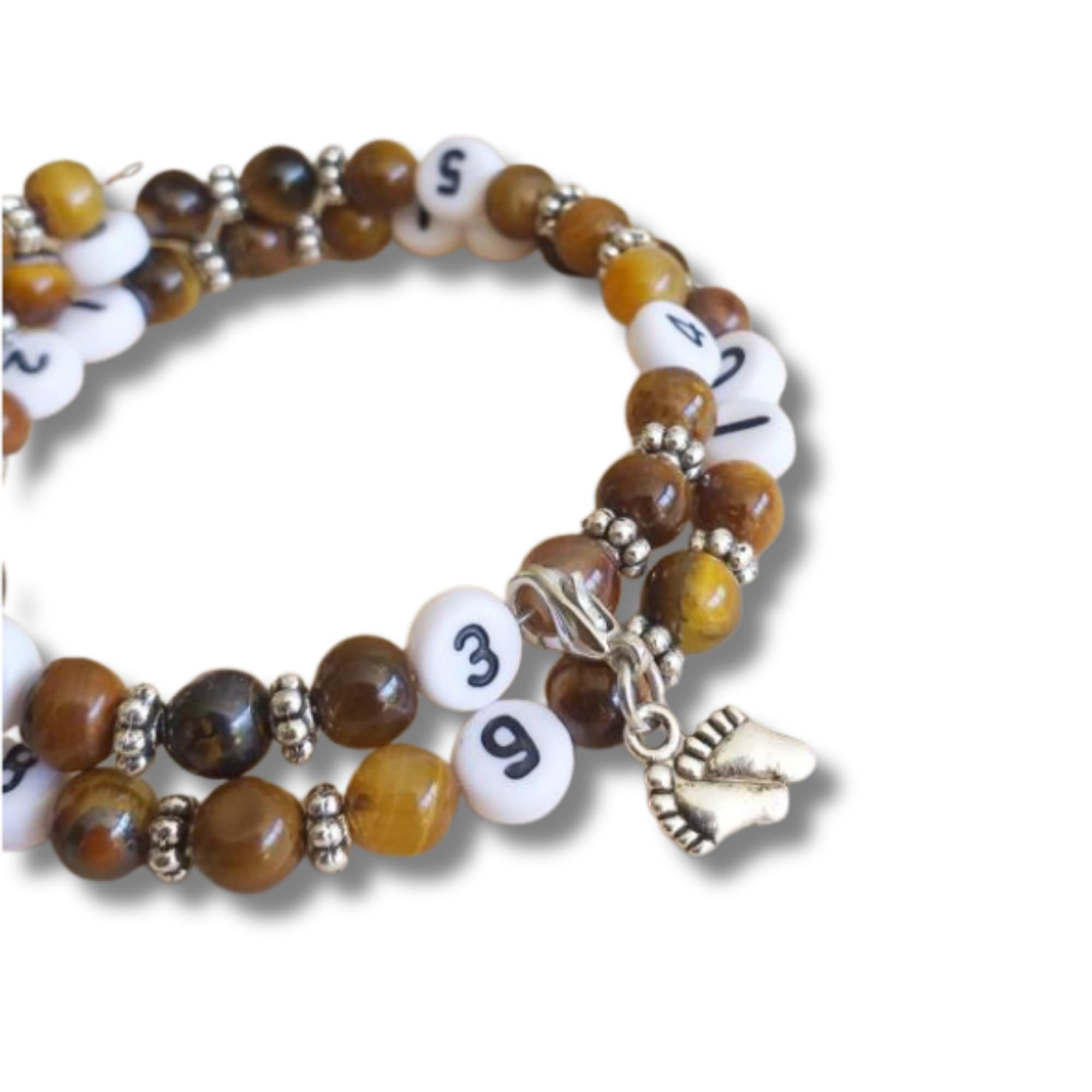 Bracelet d'allaitement oeil de tigre - permet de noter l'heure de la dernière tétée ou dernier biberon - modèle Chanvatey