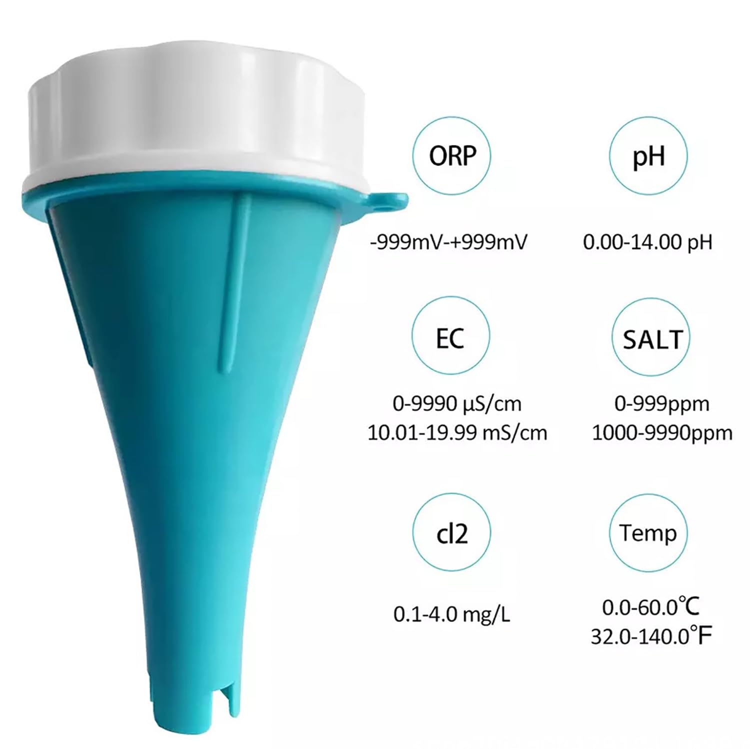 Tester wody w basenie, bezprzewodowy inteligentny monitor jakości wody, mierzy pH, chlor, ORP, temperaturę, zasolenie, sterowanie aplikacją Bluetooth