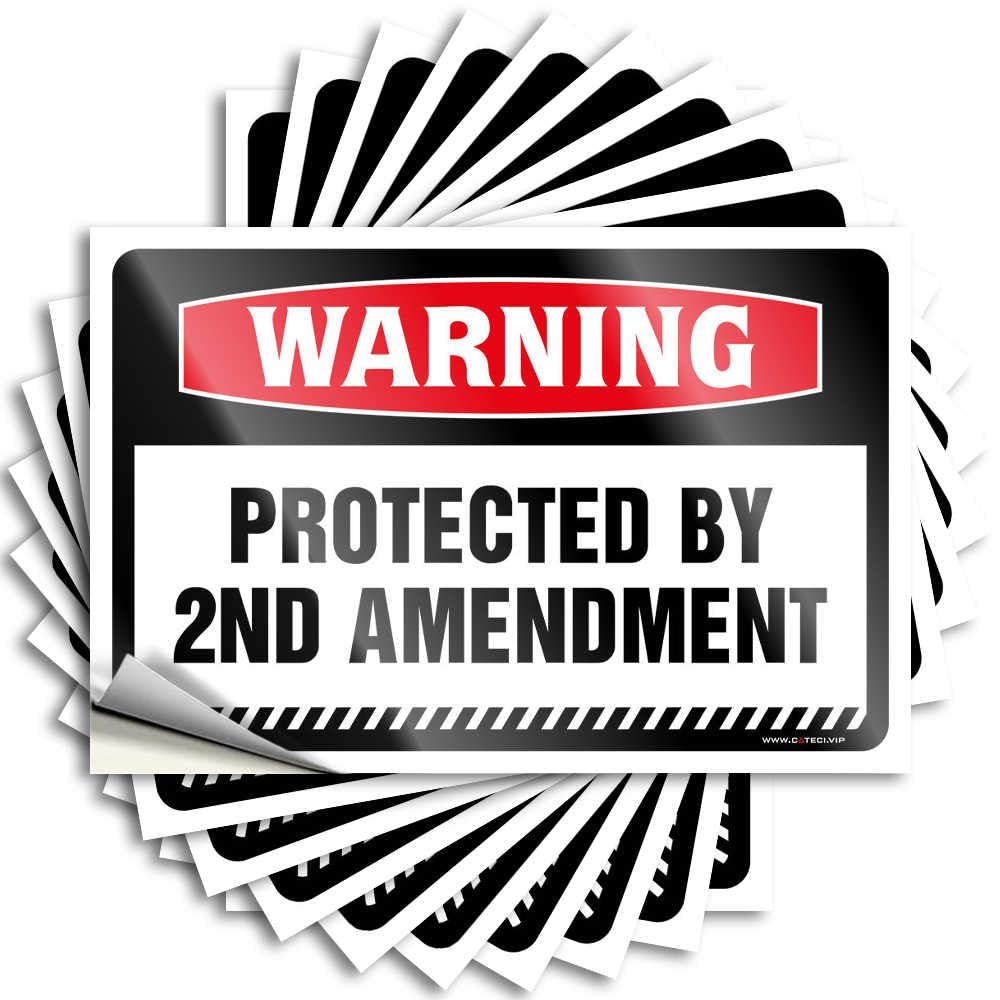 Bedroom Door Decorations, Quote Friends Tumbler Warning Protected By 2nd Amendment | Personalized Waterproof Vinyl Stickers(12X18CM)