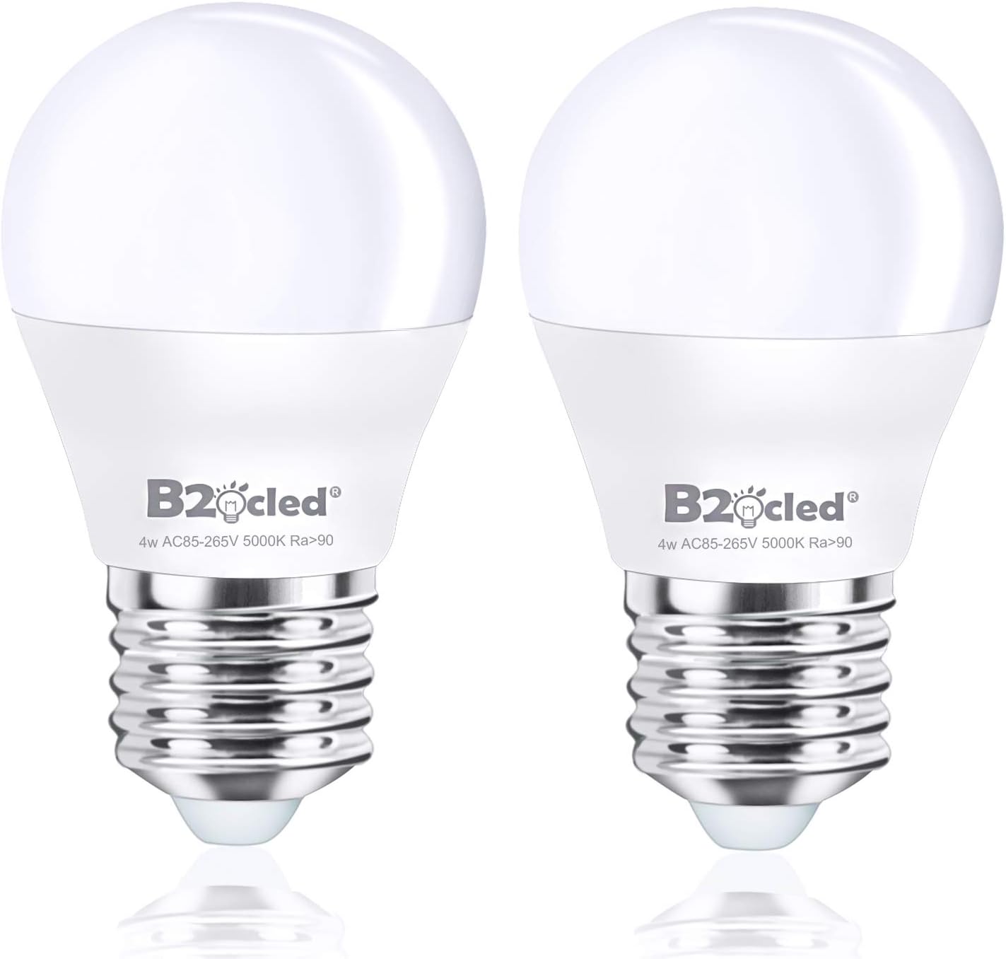 LED Light Bulb 4W（40 Watt Equivalent） A15 Lamp Daylight White 5000K CRI90+ Non-Dimmable E26/E27 Base for Home Lighting Decorative Fridge Freezer Lighting Lamp 2-Pack