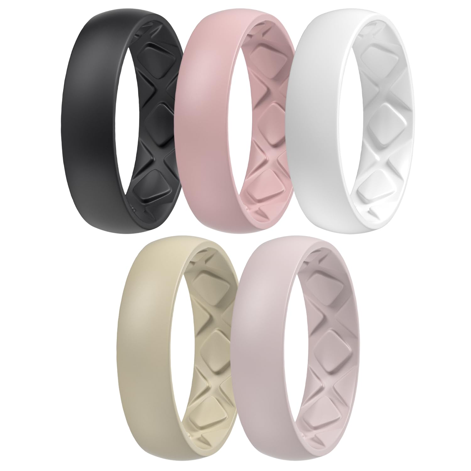 Egnaro Women's Bridal Rings Sets, 6mm Wide, 2mm Thick, Silicone Wedding Rubber Band with Half Size, Inner Arc Ergonomic Breathable Design