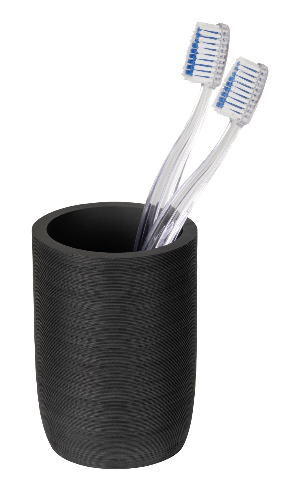 WENKO Altavalle elegancki uchwyt na szczoteczki do zębów z żywicy poliestrowej, wolnostojący, do dekoracji łazienki, Ø 8 cm, wysokość 10,5 cm, czarny