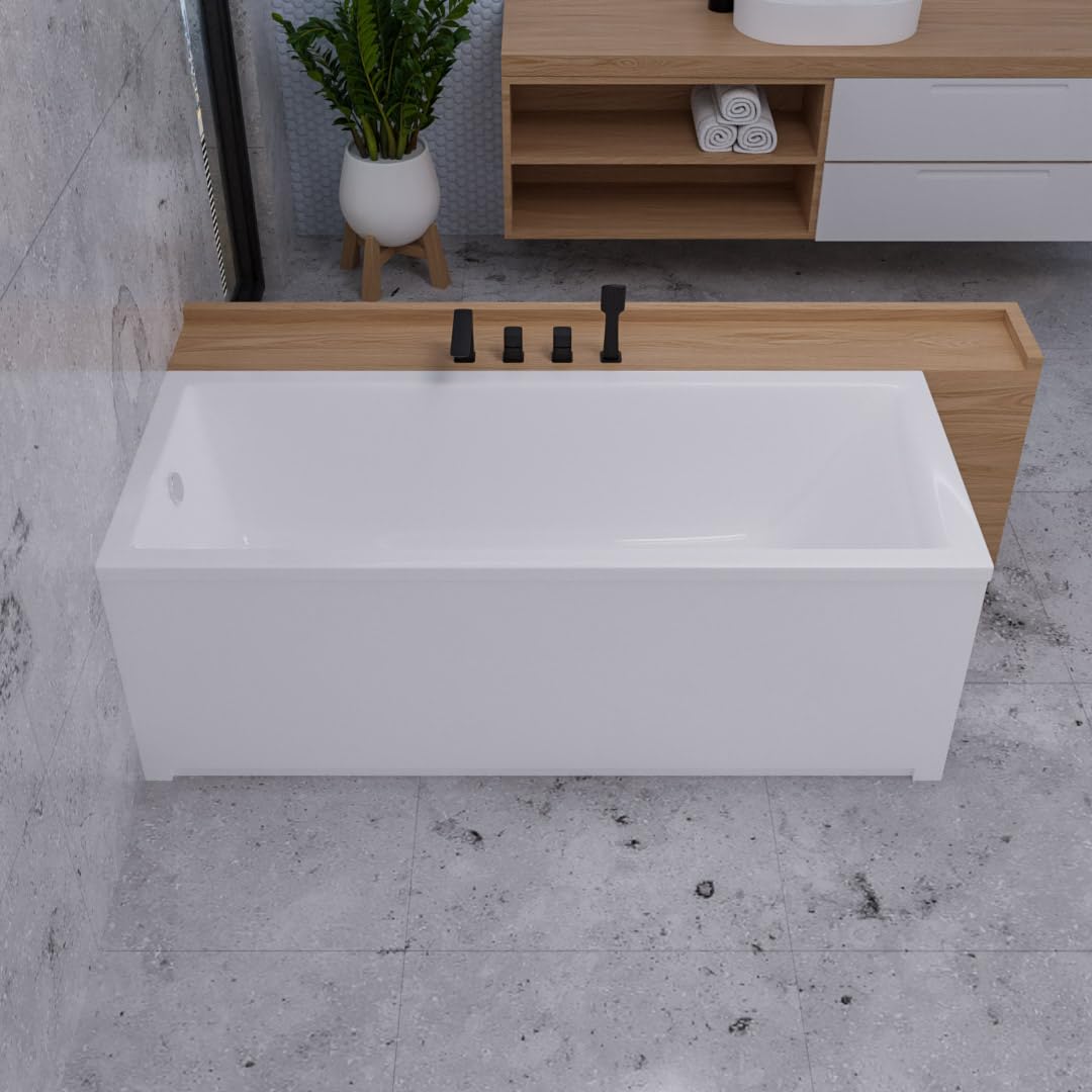 Wanna ECOLAM Marella 170x70 cm + obudowa | Nowoczesna wanna prostokątna, najwyższej jakości wanna akrylowa | Kompletny zestaw z odpływem, nóżki silikonowe | Design
