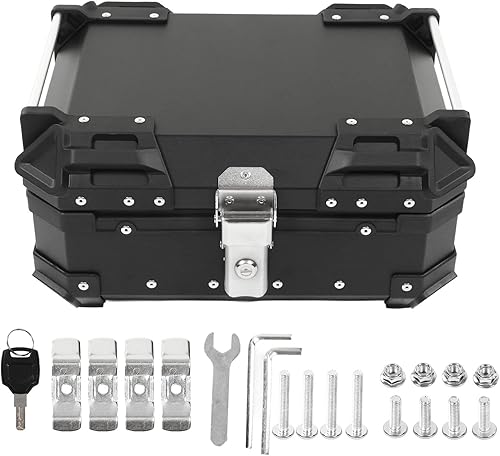 Caja trasera de motocicleta carcasa superior de motocicleta capacidad de 28 litros aleación de aluminio impermeable universal para motocicletas negro