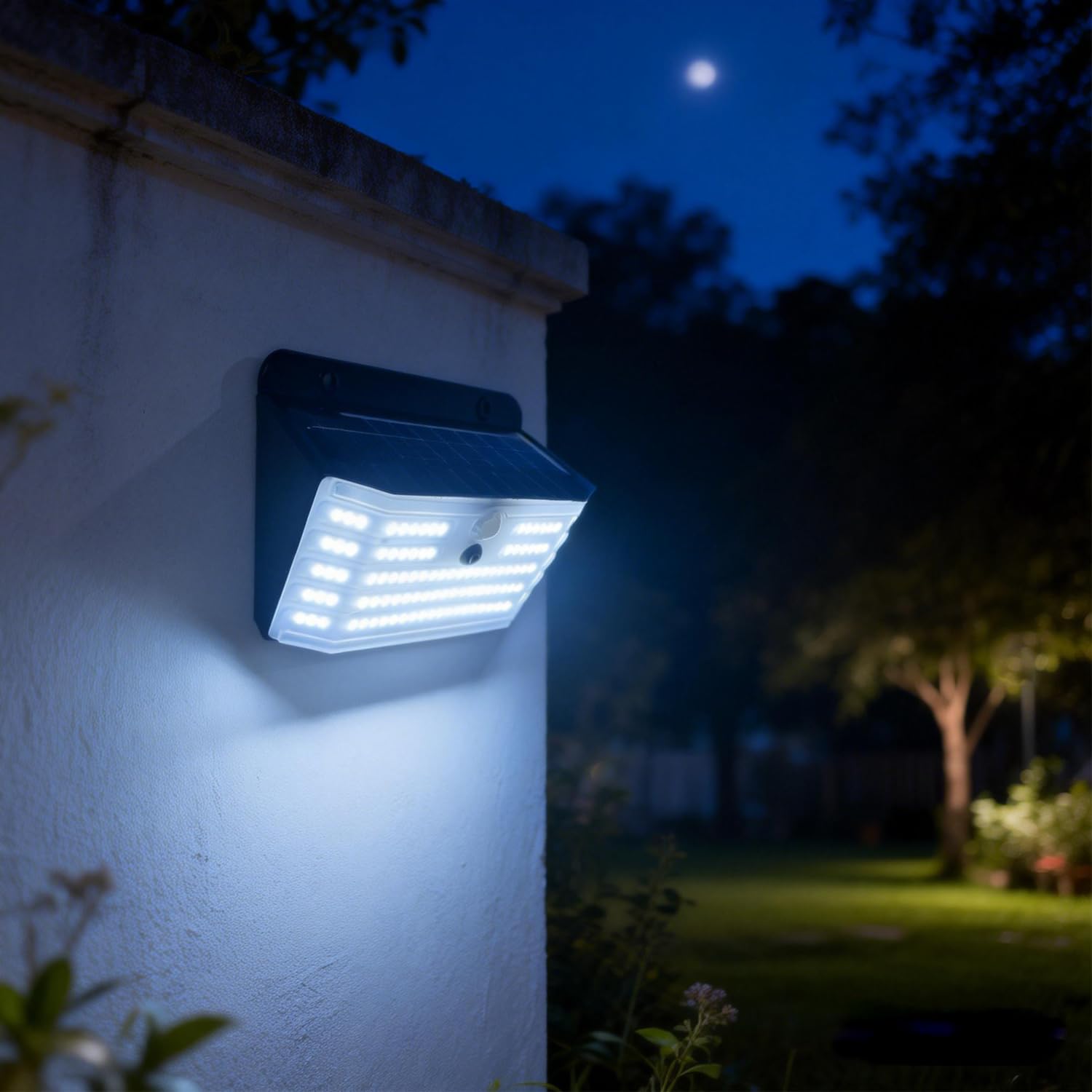 da LIGHT Solarlampen für Außen mit Bewegungsmelder, 114 LED, IP65, 8500K