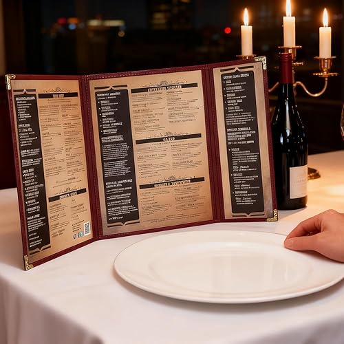 Miniatura 106 de Goodsmart - Fundas para menú de restaurante, paquete de 25 unidades, color negro, 2 vistas, soportes para menú de carga superior, cubiertas