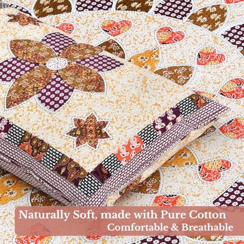 Image of Jaipur Weaves Bedsheet King Size 100% Pure Cotton Bed Sheet with 2 Pillow Covers, 144 TC Premium Bedding Set, 72x78 inches,(Floral Mandala Orange, Super King Fitted)
