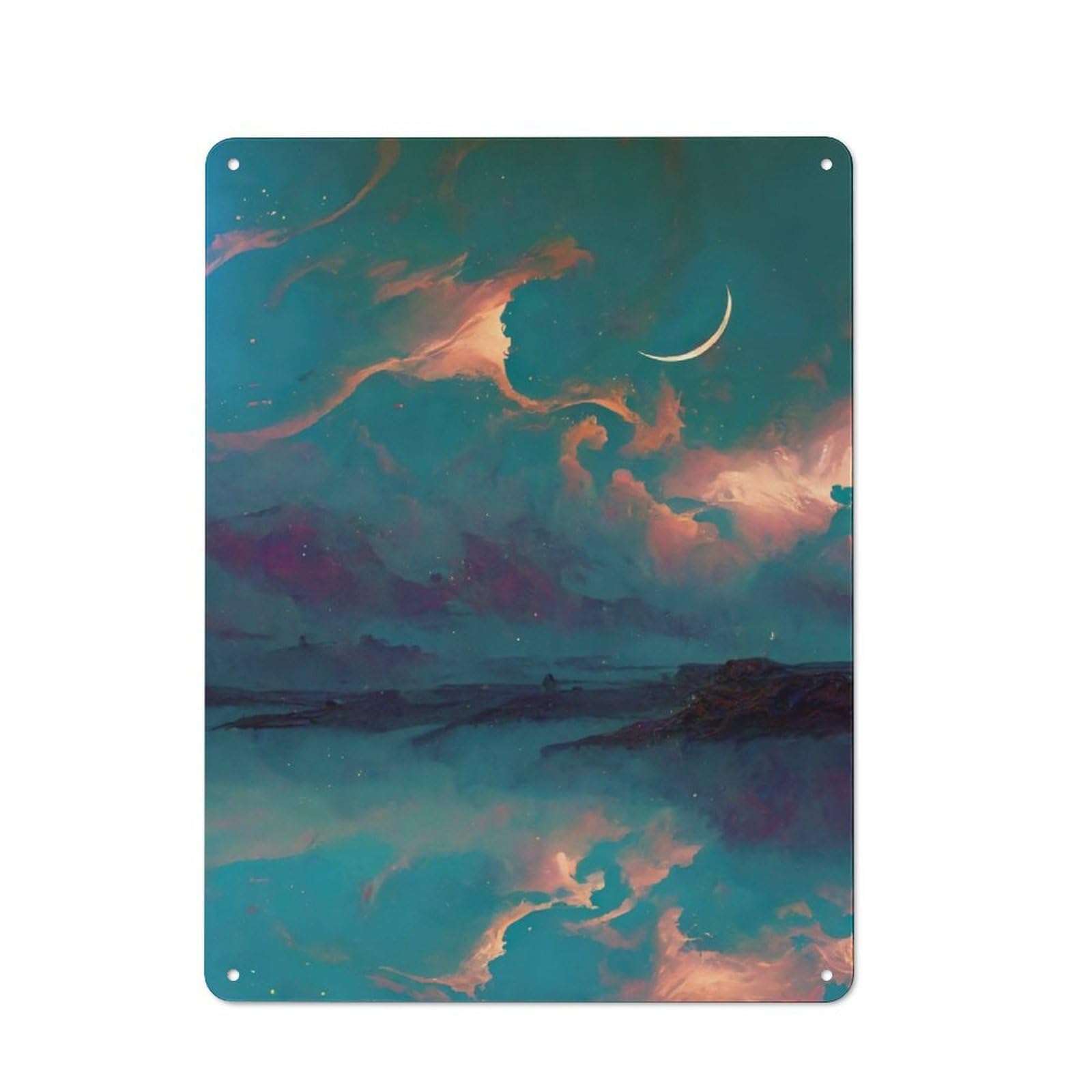Junmoney Nightly Reflection Metal Wall Plaque, Easy To Hang Plaque For Home Cafe, Breakfast Area Or Pantry Wall, 40X30cm
