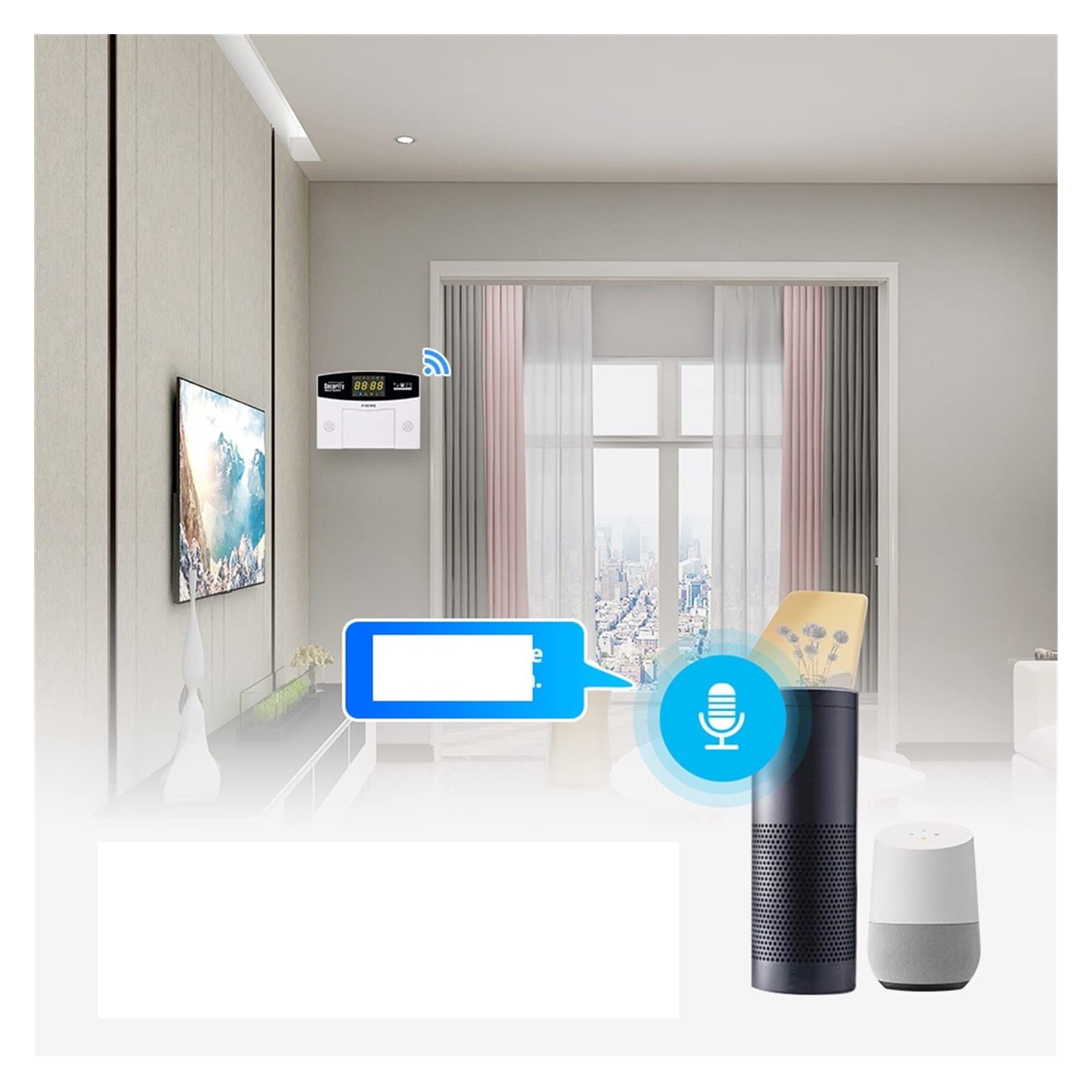 W210 DIY Système d'alarme Intelligente Tuya WiFi Alarme de cambrioleur Maison Intelligente GSM Couleur du système d'alarme LCD Afficher Le capteur de Mouvement de sécurité(J008 Flash Siren)