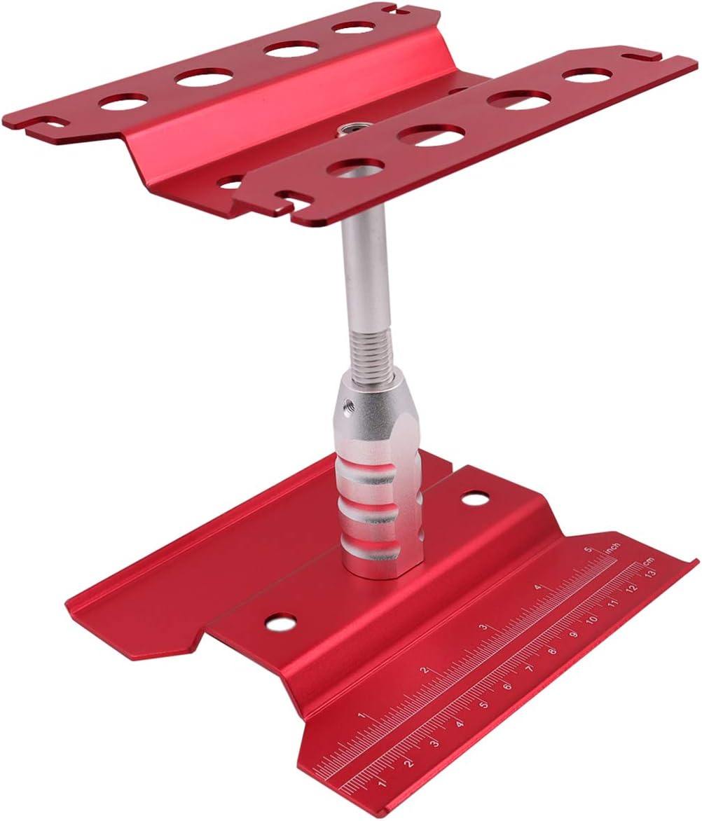 Aluminum Alloy RC Car Work Stand Repair Workstation 360 Degree Rotation Lift Or Lower Compatible with traxxas TRX-4 Axial SCX10 D90 HSP HPI 1/8 1/10 1/12 Scale RC Crawler Car (Red)