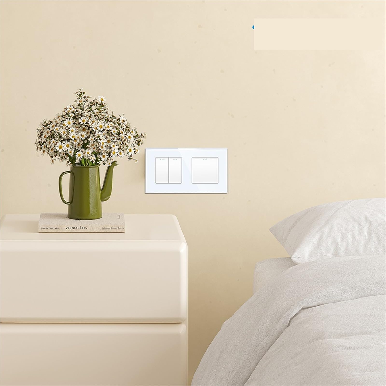 Interrupteur Va Et Vient, Interrupteur Mural Interrupteur mural à bouton-poussoir simple en verre cristal, 1, 2, 3 ou 4 voies, 10 A(3G1W 2G2W,Gray)