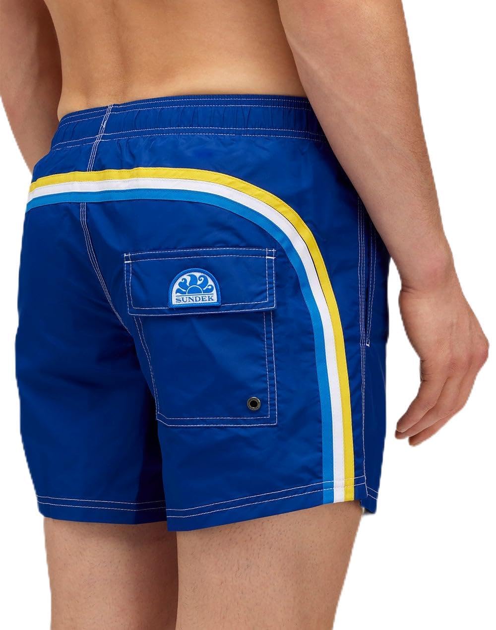 SUNDEK Mens Elastic Waist Boardshort, Swim Trunks 14" Length 5" Inseam, A1701 - Admiral, M