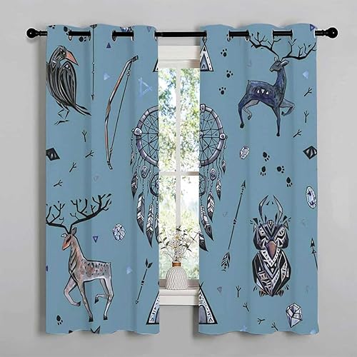 Miniatura 3 de Cortinas De Cocina Modernas Navy Blue Nordic Grommet Short Curtains for Patio Doors Drapes 63Inch Width by 80Inch Length,2 Panels
