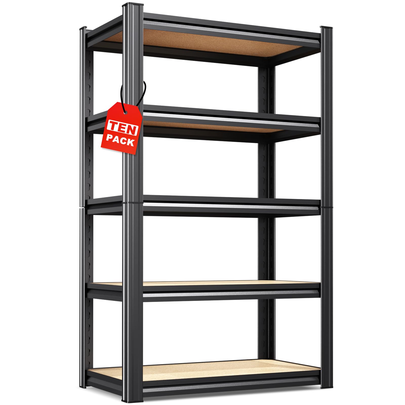 10-Pack Heavy Duty Metal Shelving Units, 71" H x 28" W x 12" D,5-Tier Adjustable Steel Storage Racks for Garage, Warehouse, Industrial, and Home Organization, 1900 lbs Capacity