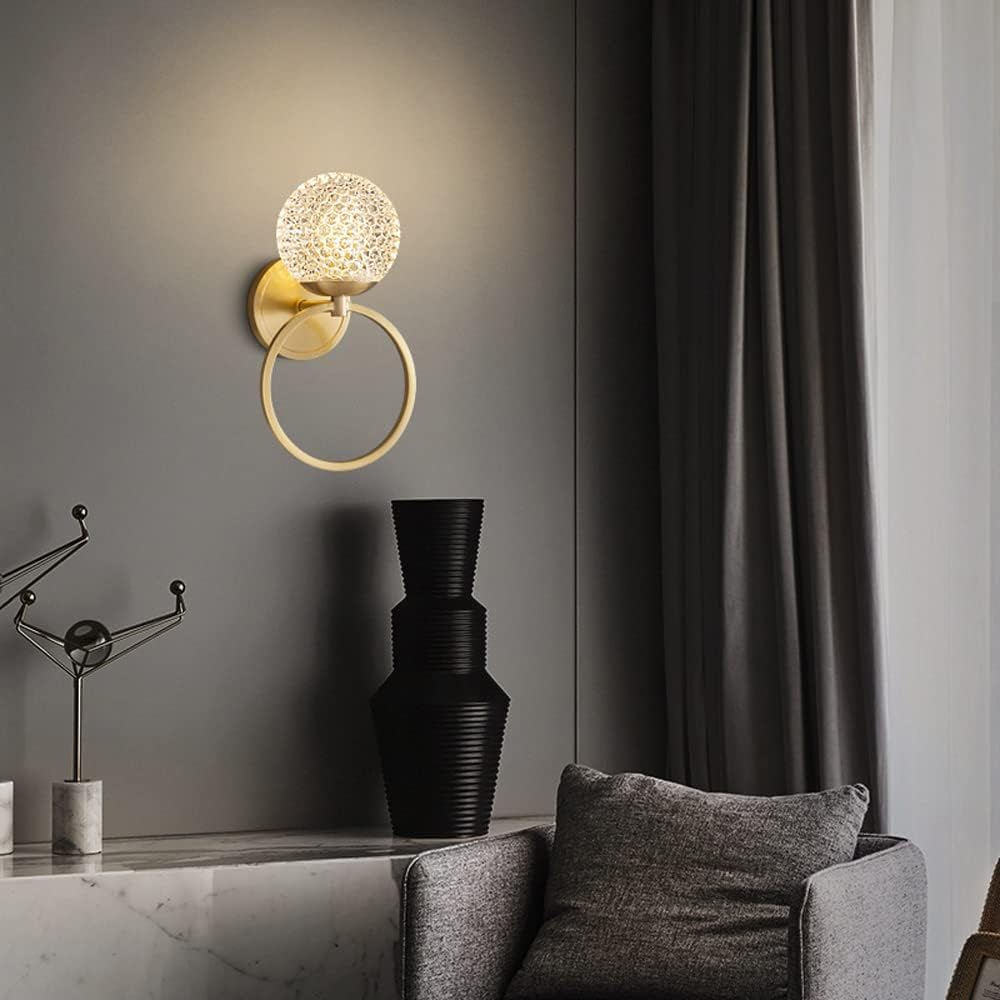 Lampa ścienna LED, w całości z miedzi, kryształowa lampa ścienna G9 ściemniane kinkiety ścienne z sypialnią przy łóżku i - oprawy ścienne z salonem gabinetem schodami balco (A)