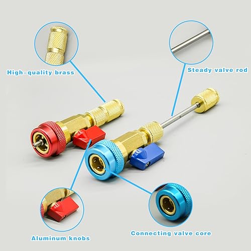Miniatura 4 de Juego de herramientas de instalación de extracción rápida de núcleo de válvula R134A, herramienta de extracción de núcleo de válvula de CA de alta