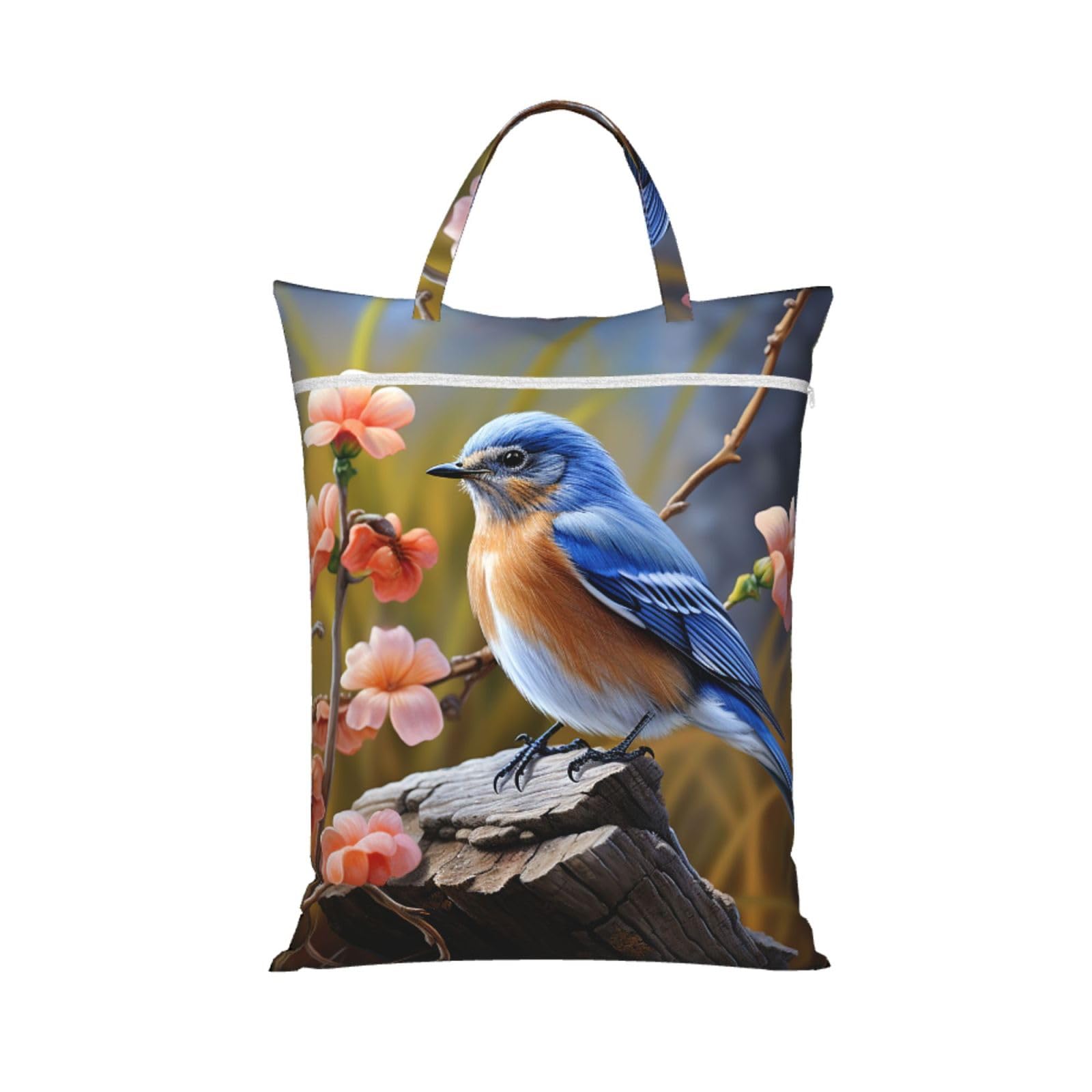 Large Travel Laundry Bag With Handles 1 PC Heavy Duty Dirty Clothes Organizer Washable Zippered Eastern Bluebird Hanging Laundry Hamper for Gym, Swimming Pool Dorm Travel Essentials