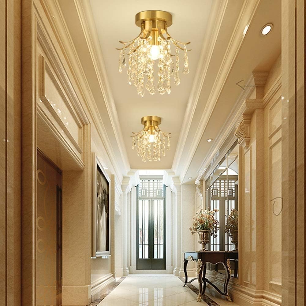 LED Modern Chandelier Lamp, Gold Medal Restaurant Chandelier American Simple Modern Wrought Crystal Ceiling Light