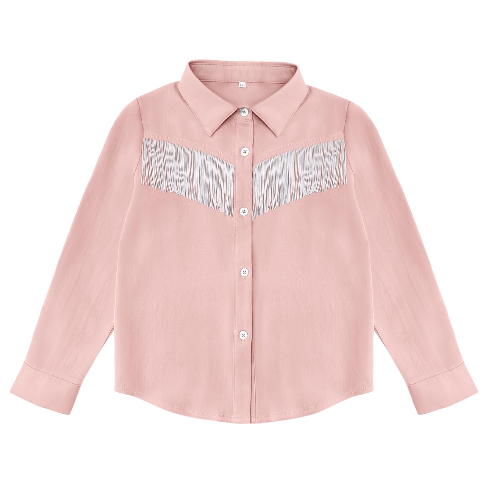 Girls Fringe Shirt Sleeveless Button Down Western Cowgirl Tassel Trim Casual Blouse Shirt Top 4-13Y