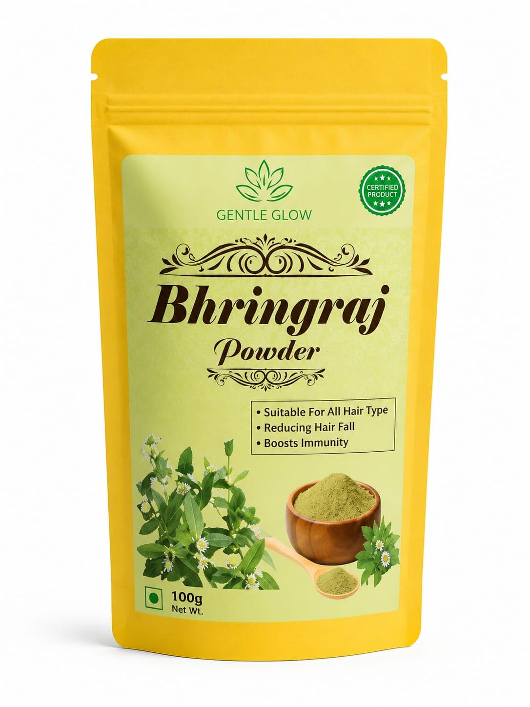 GENTLE GLOW 100% Natural Bhringraj Powder for Hair Mask | Powerful Ayurvedic Herb for Hair | Reduces Hair Fall and Strengthens Hair | Safe for All Hair (100gm)-image-44