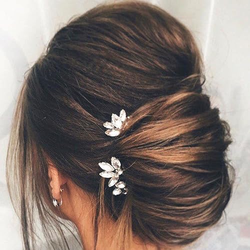 EARENT Horquillas para el cabello de boda con diamantes de imitación, accesorios para el cabello de novia plateada para mujer