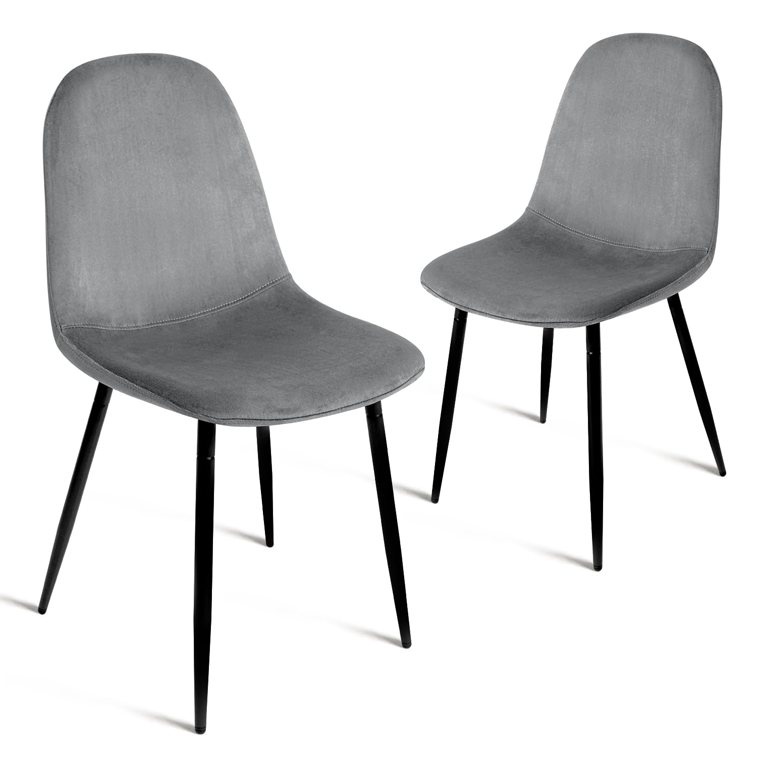 Photo 1 of CangLong Velvet Dining Chairs Set of 2, Comfy Kitchen Side Chairs, Modern Fabric Dining Room Chairs with Padded Seat and Sturdy Metal Legs for Living & Meeting Room, Restaurant, Grey
