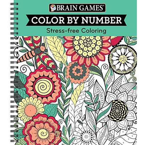 Brain Games – Color by Number: Stress-Free Coloring (Green) Spiral-bound – February 1, 2017