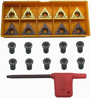 10pcs TCMT32.51 TCMT16T304 Carbide Inserts External Turning Inserts + 10pcs M4x10 Alloy Steel Hex Screws + 1pc T15 Wrench Cutting Tools