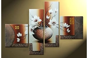 Delicate Elegance: Framed Hand-Painted Floral Canvas Wall Art