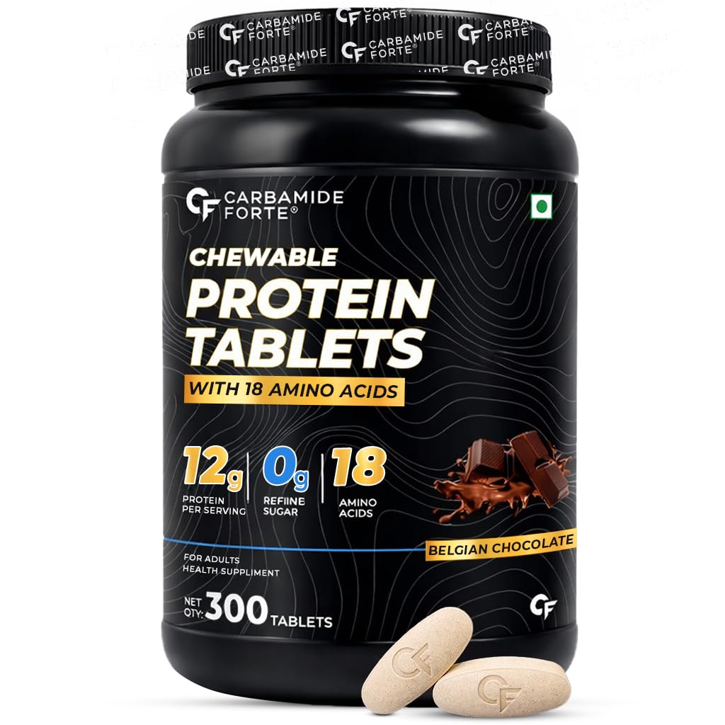 Carbamide Forte Protein Chewable – 12g Whey Protein Per Serving | Whey Protein Isolate with 18 Amino Acids | No Refined Sugar | Tasty, On-the-Go Protein Tablets for Men & Women | 300 Tablets-image-17